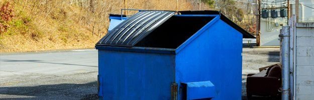 Roll-off dumpster container ready for collection
