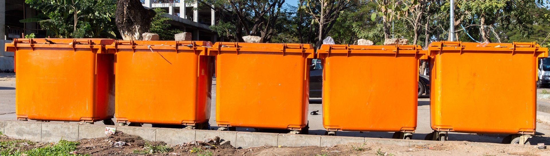 Row of waste containers ready for dispatch