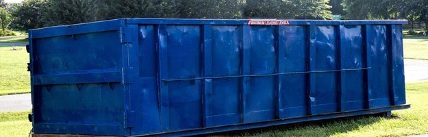 Blue roll-off dumpster container side profile